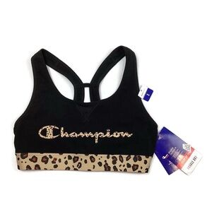 Champion Black Leopard Print Sports Bra NEW! Retail $30